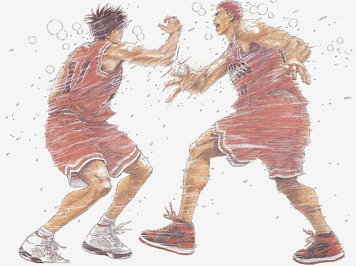 Slam Dunk Anime HD, digital composite, rukawa sara, sakuragi hanamichi, slam dunk Free HD Wallpaper