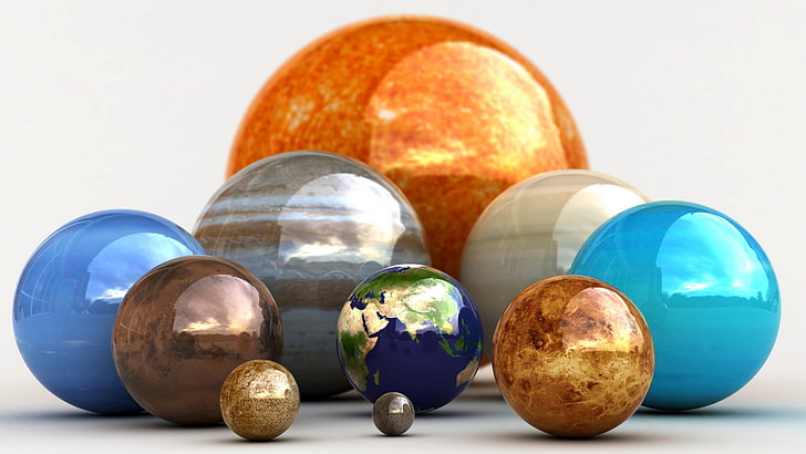 Solar System 12 Planets, choice, saturn, still life, closeup Free HD Wallpaper