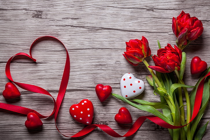 Valentine's Day Dozen Roses, heart, flowers, 5k, valentines day Free HD Wallpaper