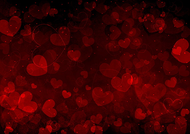 Valentine's Day Pink Hearts, valentine card, night, design, nature Free HD Wallpaper