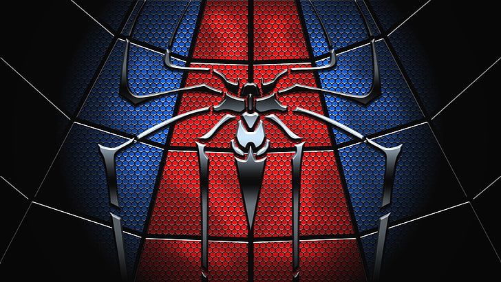 White Spider-Man Logo, black background, protection, studio shot, colored background Free HD Wallpaper