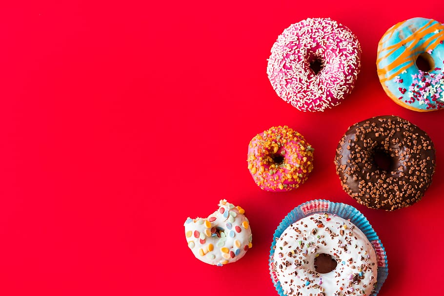 Yummy Doughnuts, dessert, indulgence, sprinkles, kids Free HD Wallpaper