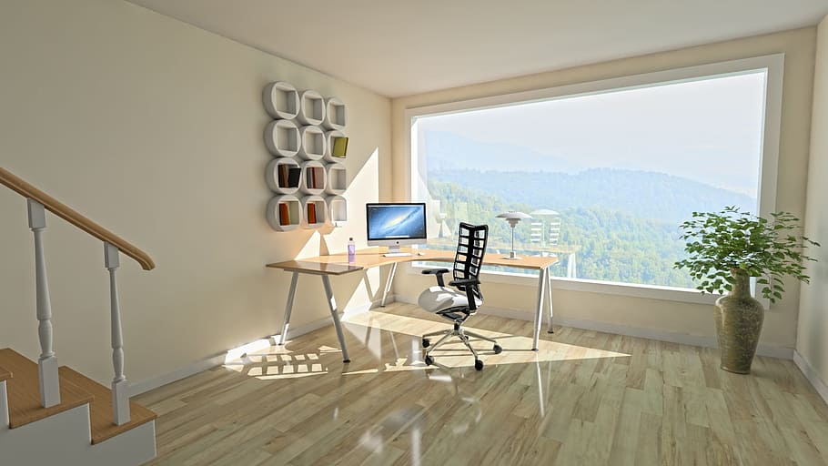 Zoom Office, hardwood floor, living room, parquet floor, luxury Free HD Wallpaper