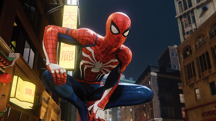 Amazing SpiderMan Suit, spiderman, new york, marvel comics, night Free HD Wallpaper