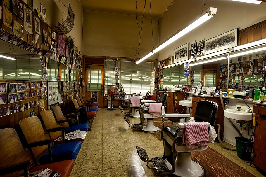 Barber Shop Wall Art, cutting, old fashioned, indoors, consumerism