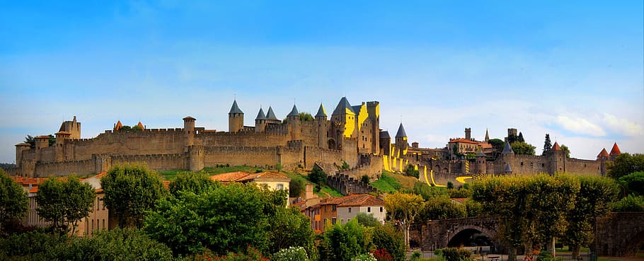 Carcassonne Castle, view, saissac, france, medieval Free HD Wallpaper