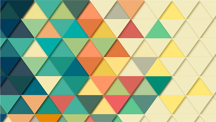 Colorful Abstract Geometric Triangle, triangle shape, shape, vibrant color, green color Free HD Wallpaper