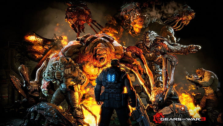 Gears of War 4 Logo, gears of war, sculpture, belief, flame Free HD Wallpaper