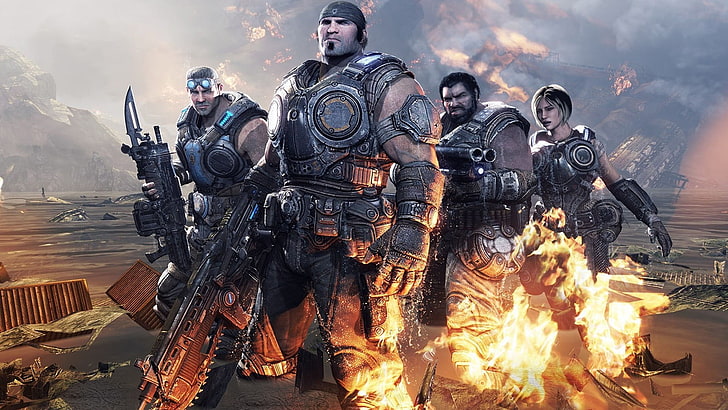 Gears of War PC, flame, gun, military, gears of war 3