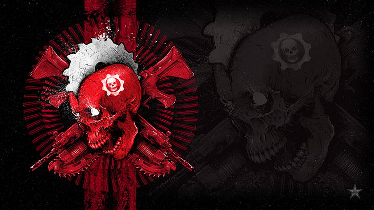 Gears of War Skull, gears of war 4, godmachine, black, War Free HD Wallpaper