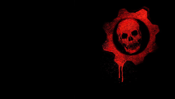 Gears of War Skull Logo, human body part, human bone, glowing, celebration Free HD Wallpaper