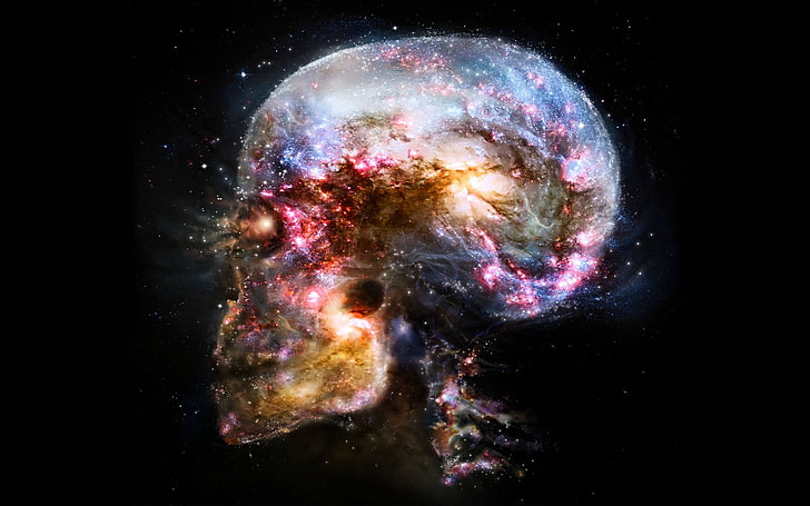 Imaginary Pic, abstract, universe, brain, skull Free HD Wallpaper