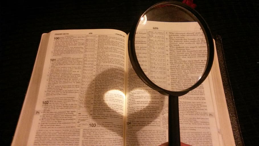 Magnifying Glass Book, the word, catholicism, no people, indoors Free HD Wallpaper