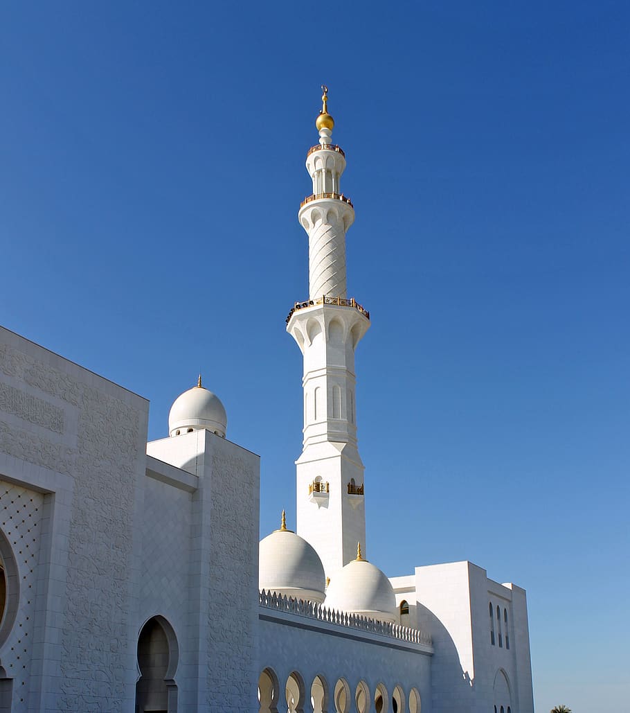 mosque, low angle view, tomorrow land, white mosque Free HD Wallpaper