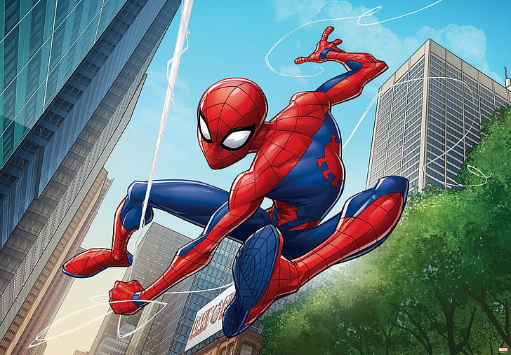 Patrick Brown Spider-Man, city, marvel, web, artist Free HD Wallpaper