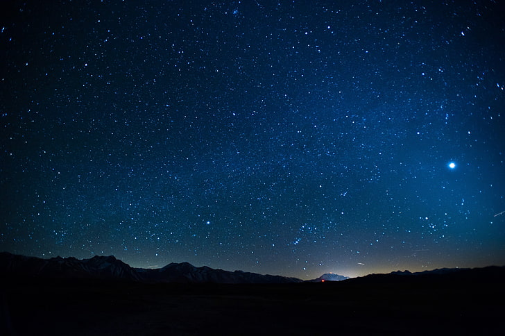 Pretty Stars Night Sky, mountain, galaxy, sky, no people Free HD Wallpaper