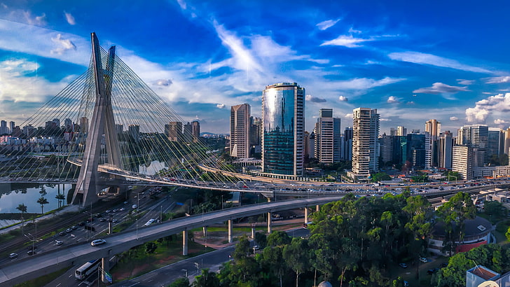 Sao Paulo State Brazil, sky, bridge, daytime, tower block Free HD Wallpaper