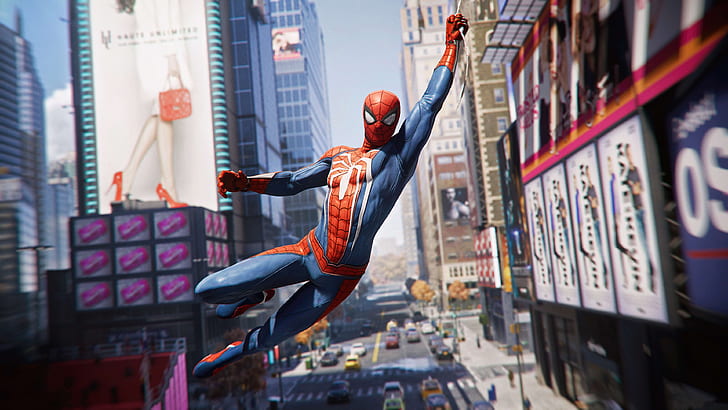 spiderman, building, flies, game Free HD Wallpaper