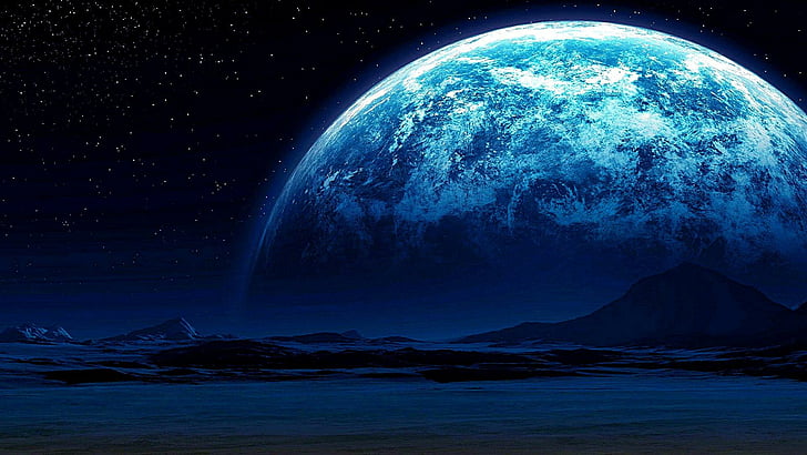 Starry Night Full Moon, starry, moonlight, moon, fantasy art Free HD Wallpaper