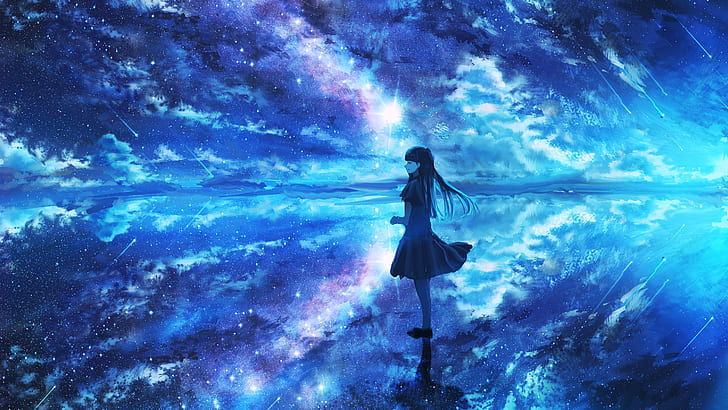 Starry Sky Painting, skyscape, night, stars, illustration