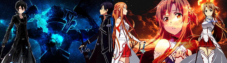 Sword Art Online Dual Screen, night, no people, sword art online, closeup