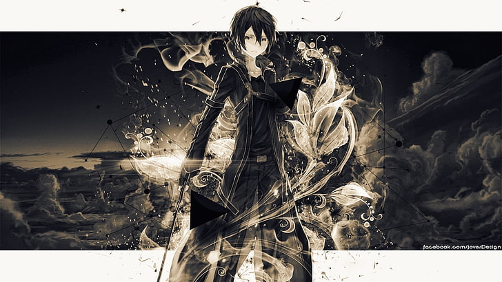 Sword Art Online Ggo Kirito, outdoors, kirito, sky, three quarter length