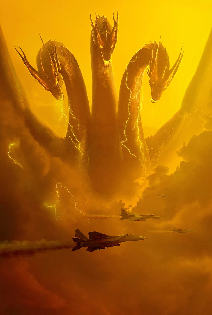 All King Ghidorah, king ghidorah, godzilla king of the monsters, movies, aircraft Free HD Wallpaper