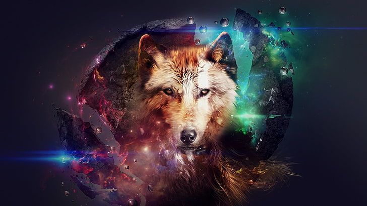 Anime Moon Wolves, no people, science fiction, domestic animals, animal head Free HD Wallpaper