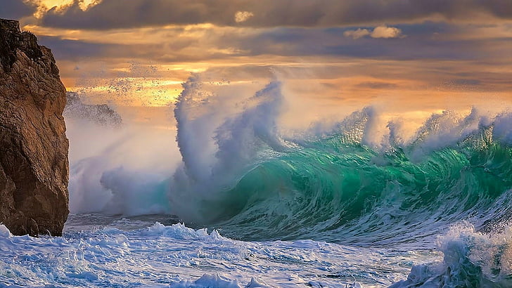 Blue Waves Crashing, wave, coast, landscape, wind wave