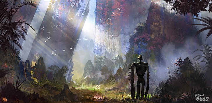 Castle in the Sky Robot Art, spooky, panoramic, galaxy, day Free HD Wallpaper