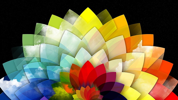 Colorful Rainbow Abstract, art and craft equipment, multi colored, clouds, pattern Free HD Wallpaper