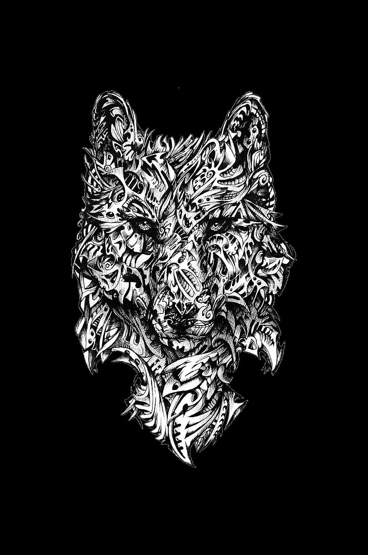 Dual Screen Portrait, wolf, portrait display Free HD Wallpaper