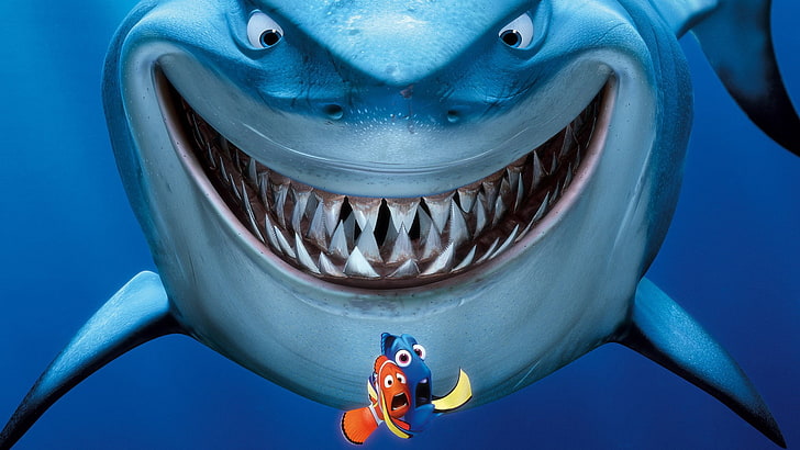 Finding Nemo Characters, mouth open, underwater, colored background, closeup Free HD Wallpaper