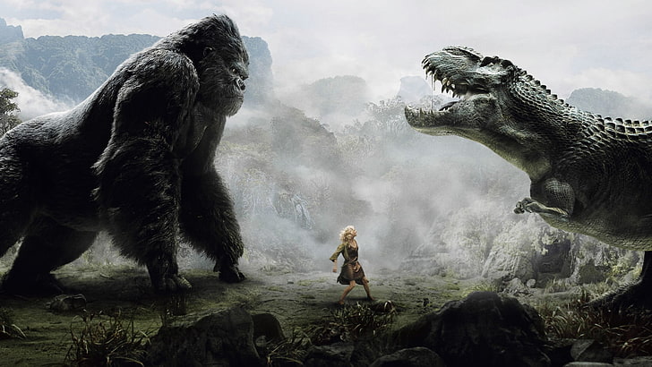 Godzilla vs Spacegodzilla, kong, animal wildlife, sky, women Free HD Wallpaper