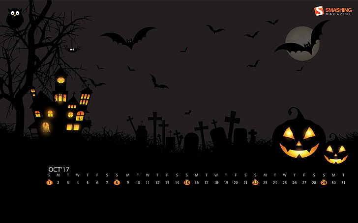 Halloween Scenery, flying, vertebrate, night, animal themes Free HD Wallpaper