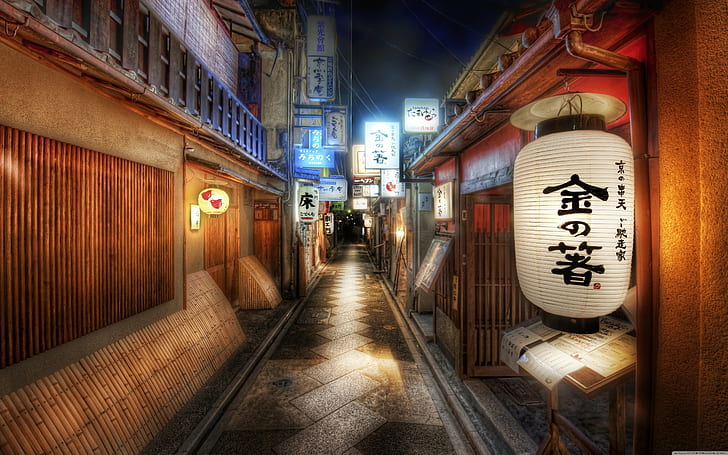 Japan Street Night, hdr, lights, japanese, street Free HD Wallpaper