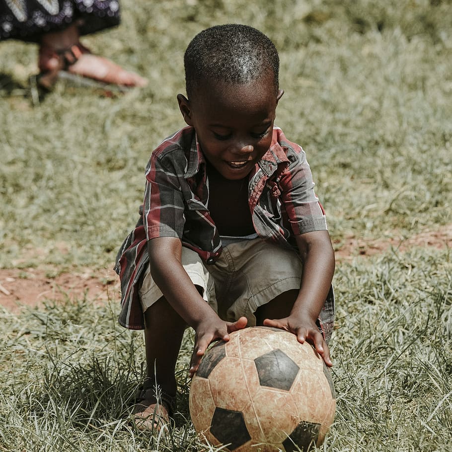 Kenya Kids, football, child, land, males Free HD Wallpaper