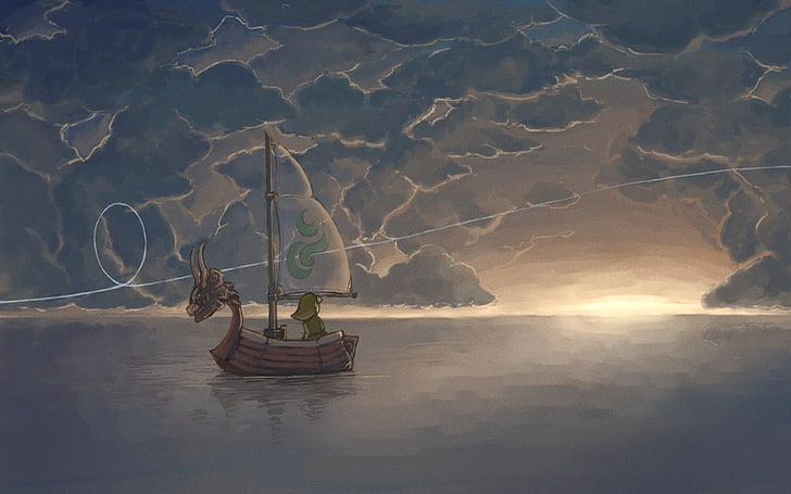 Legend of Zelda Wind Waker, transportation, sailboat, tranquil scene, cultures Free HD Wallpaper