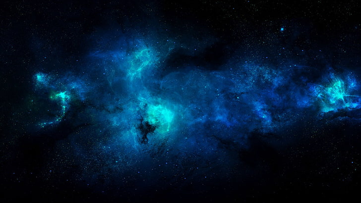 Light Blue Nebula, digital art, night, smoke  physical structure, no people Free HD Wallpaper