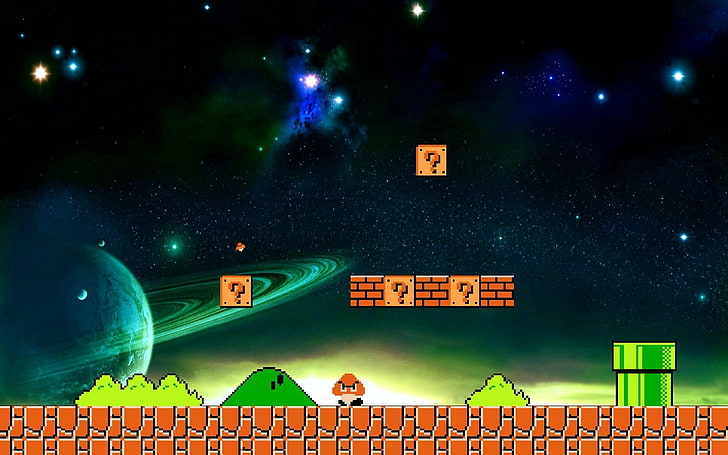 Mario, astronomy, super, mario, star  space Free HD Wallpaper