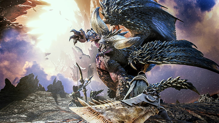 Monster Hunter World, group of animals, no people, animals in the wild, cloud  sky