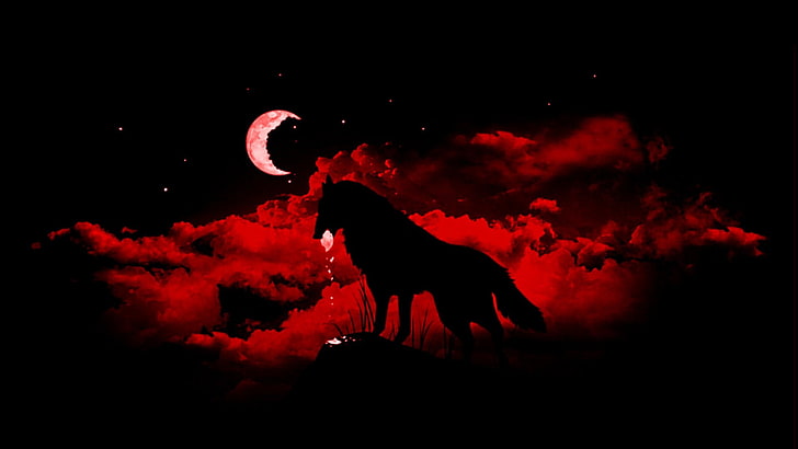 Moon Wolf Dragon, dark, animal, animal representation, no people Free HD Wallpaper