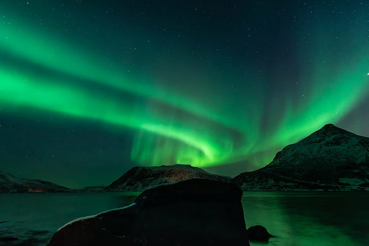 Northern Lights Landscape, nature, blue, aurora polaris, arctic