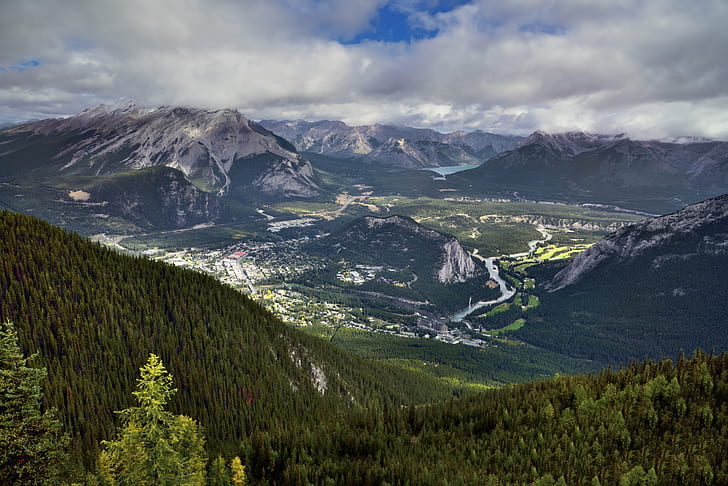 Parc National Banff, alberta, city streets, stoney squaw mountain, front ranges Free HD Wallpaper