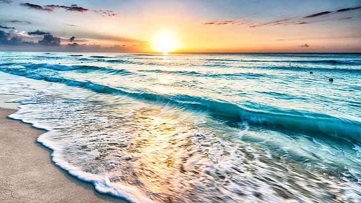 Spring Beach, coast, sunrise, dawn, morning