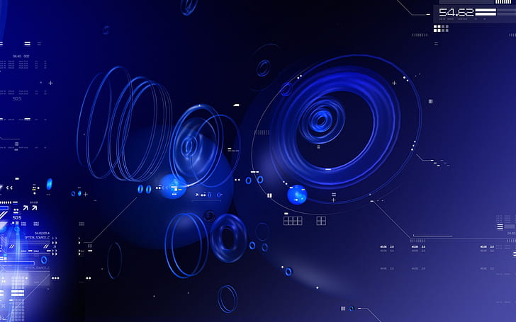 tech, blue, circles, abstract, Free HD Wallpaper