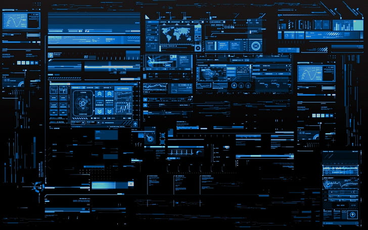 technology, digital art, tech, blue Free HD Wallpaper