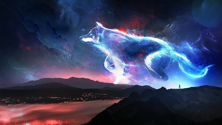 Ultra HD Wolf, spirit, wolf, landscape, night