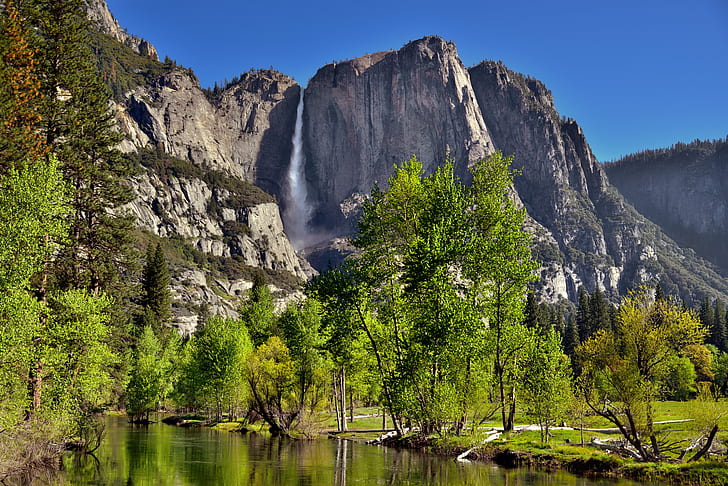 Venezuela, paso robles, mountain peaks, yosemite fall, blue skies Free HD Wallpaper