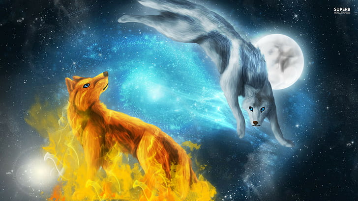 wolves, ice, and, blue Free HD Wallpaper